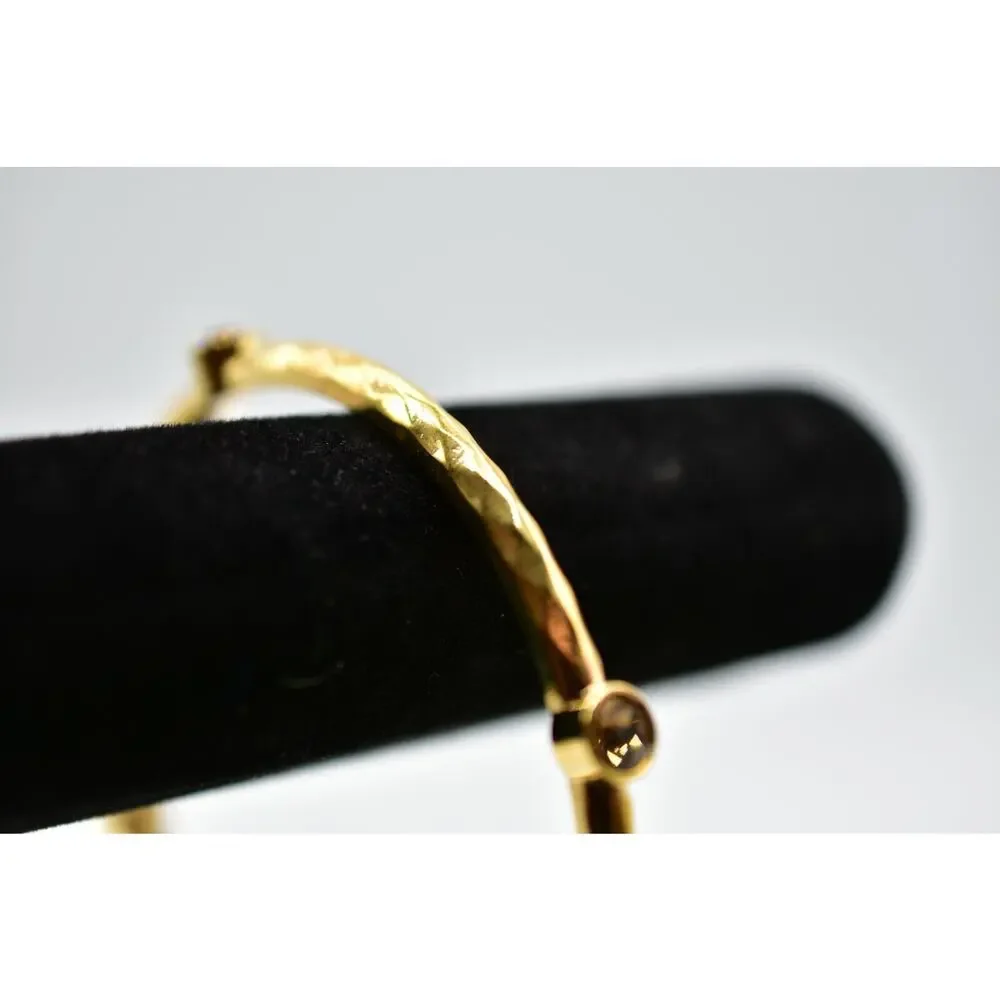 Graziano Bangle Bracelet Sparkling Rhinestone Crystal Gold Signed 1990s Bin7